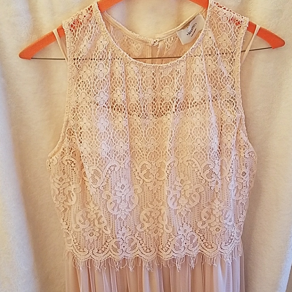 Light pink lace and chiffon formal dress